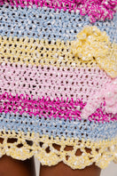 Andreeva handmade mini crochet skirt featuring intricate bird of paradise design, perfect for casual or boho fashion styles.