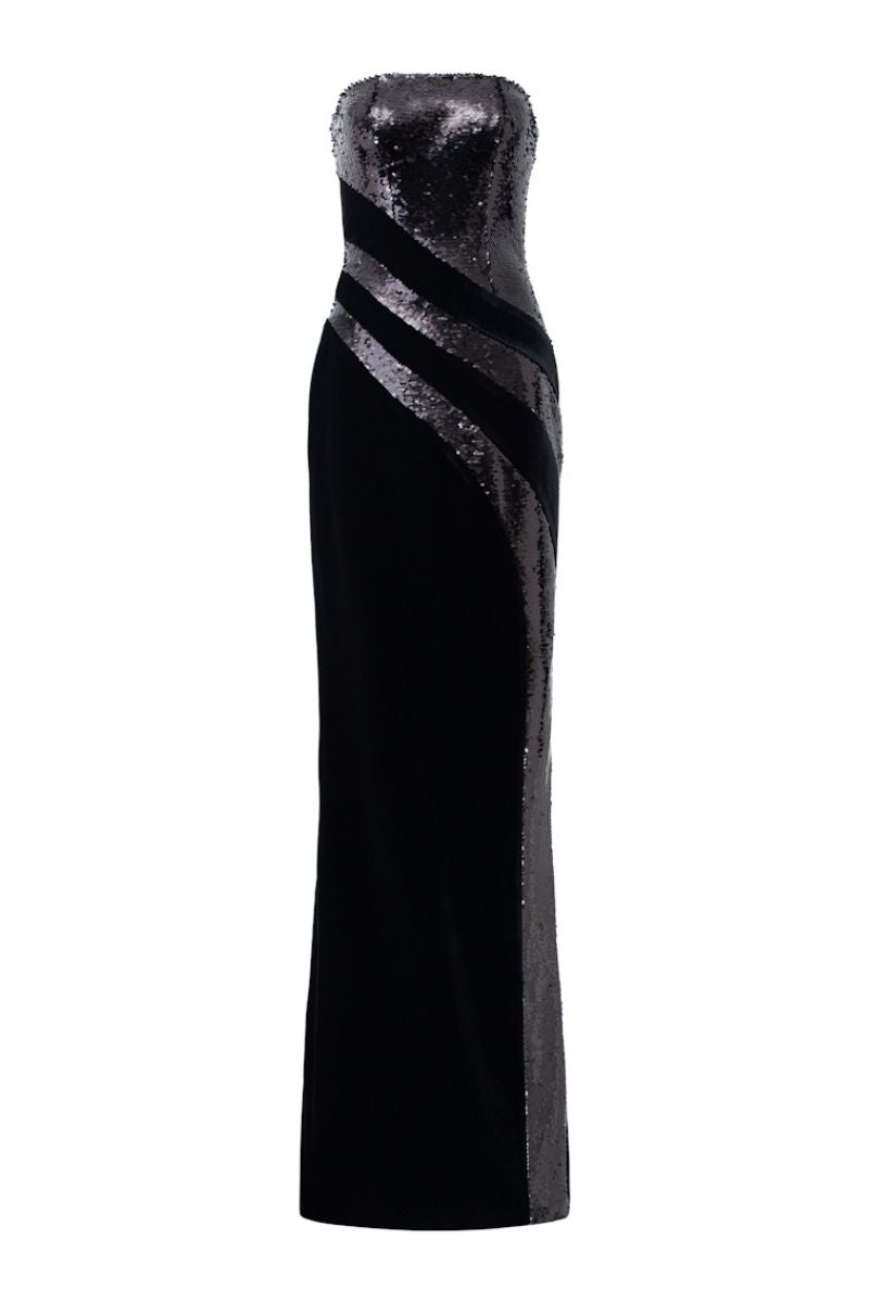 CHARLOTTE VELVET FLOW SEQUINS GOWN - CULT MIA