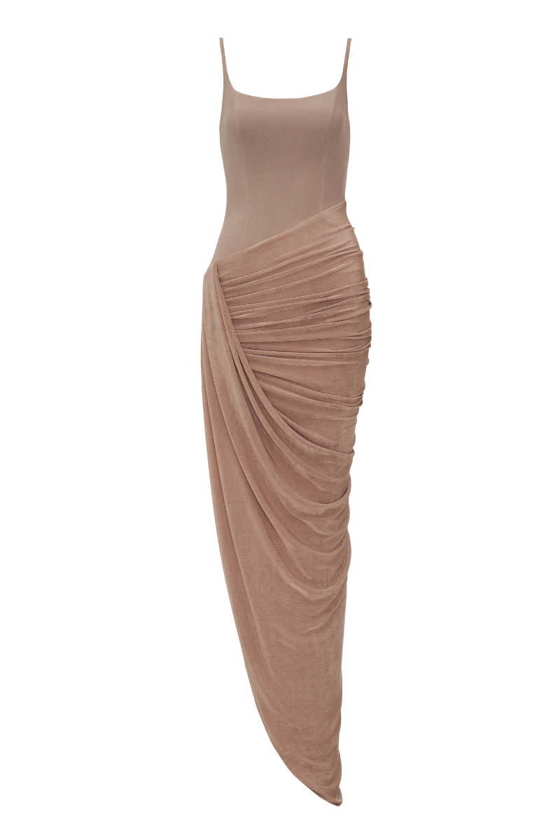 CURRENT NUDE DRESS IN BROWN - CULT MIA