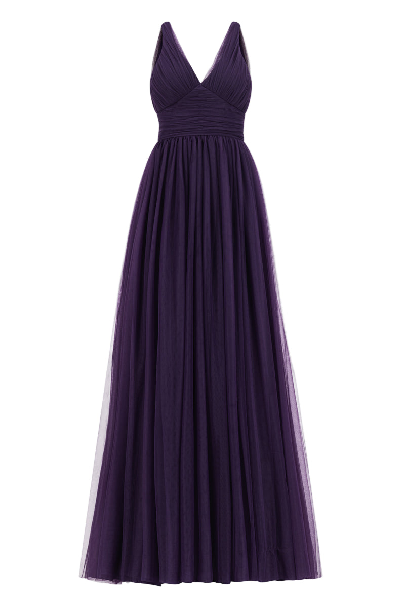ETHEREAL TULLE A-LINE GOWN IN PURPLE