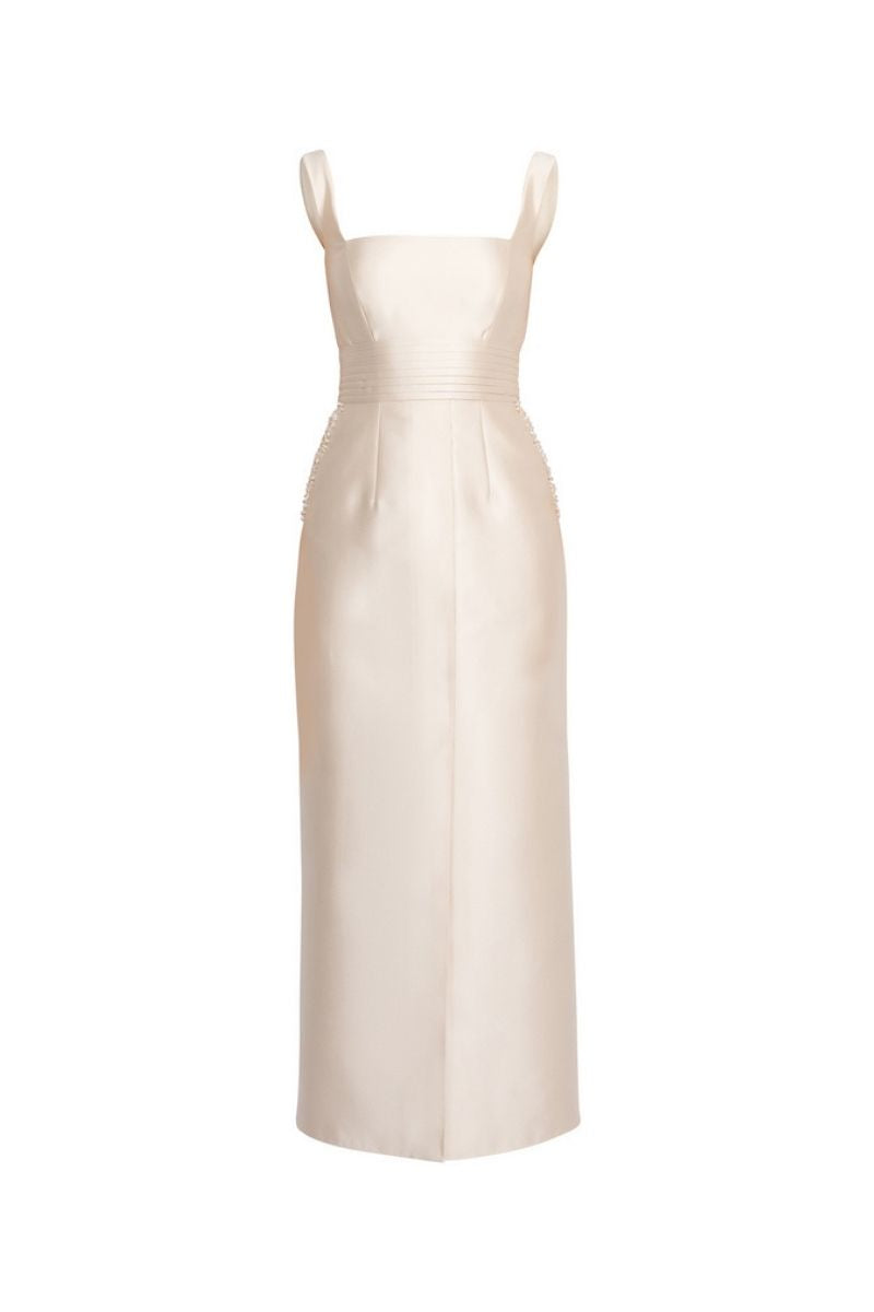 NUDE DETACHABLE MINI CAPE JACKET MAXI DRESS - CULT MIA