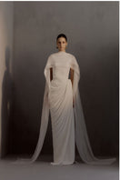 White Plan Regent Dress gown featuring elegant fabric and a flowing silhouette, perfect for formal occasions.