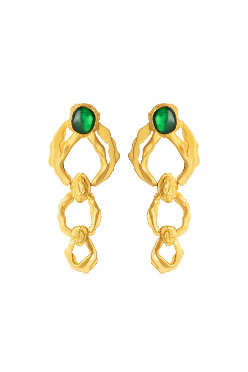 GREEN WATERWALL EARRINGS - CULT MIA