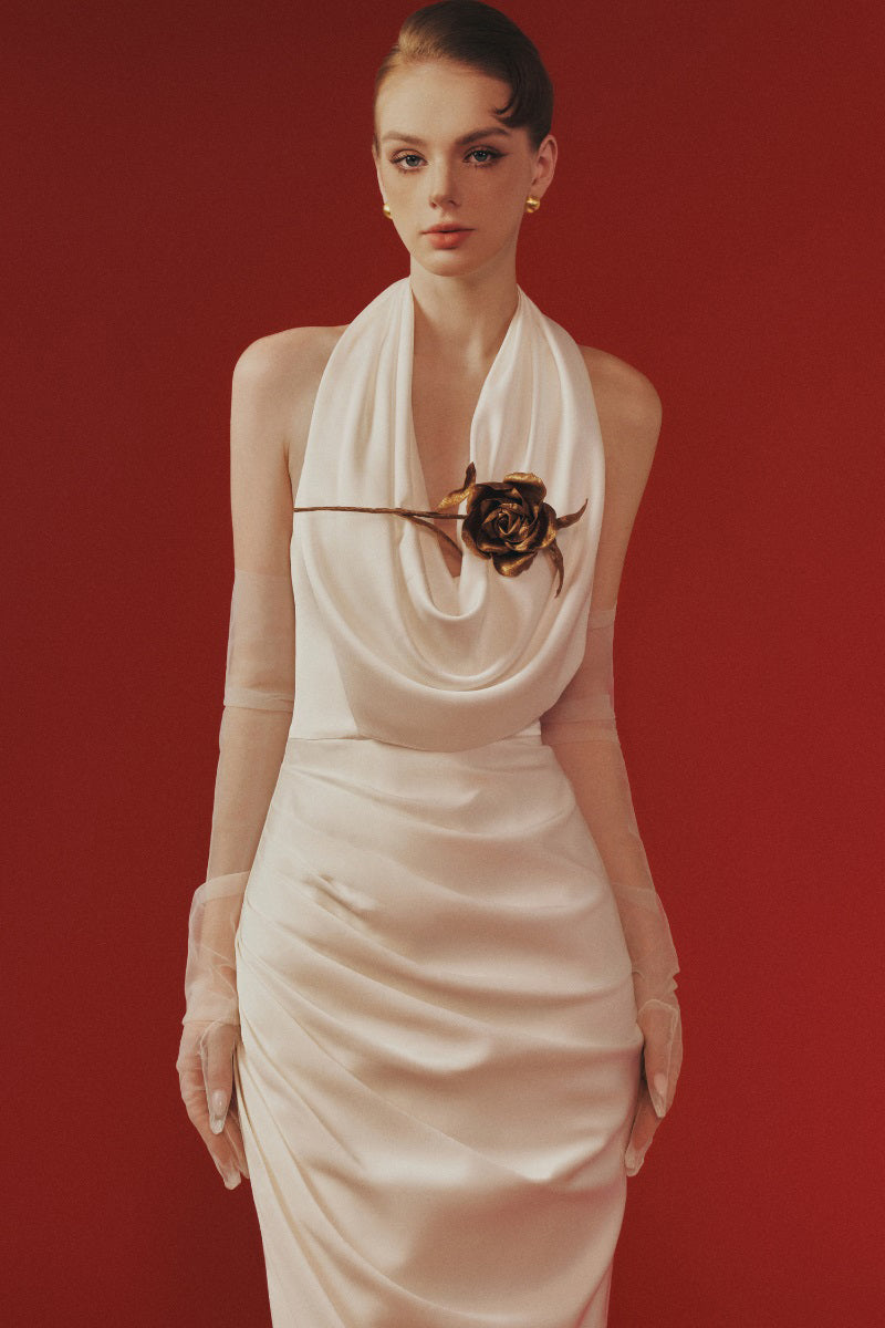 Margée Atelier HANAH Maxi Dress, flowing fabric and elegant design, shown in a stylish full-length view.