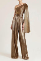 Gold plissé top by SemSem featuring elegant pleated fabric and a stylish, feminine design perfect for chic outfits.