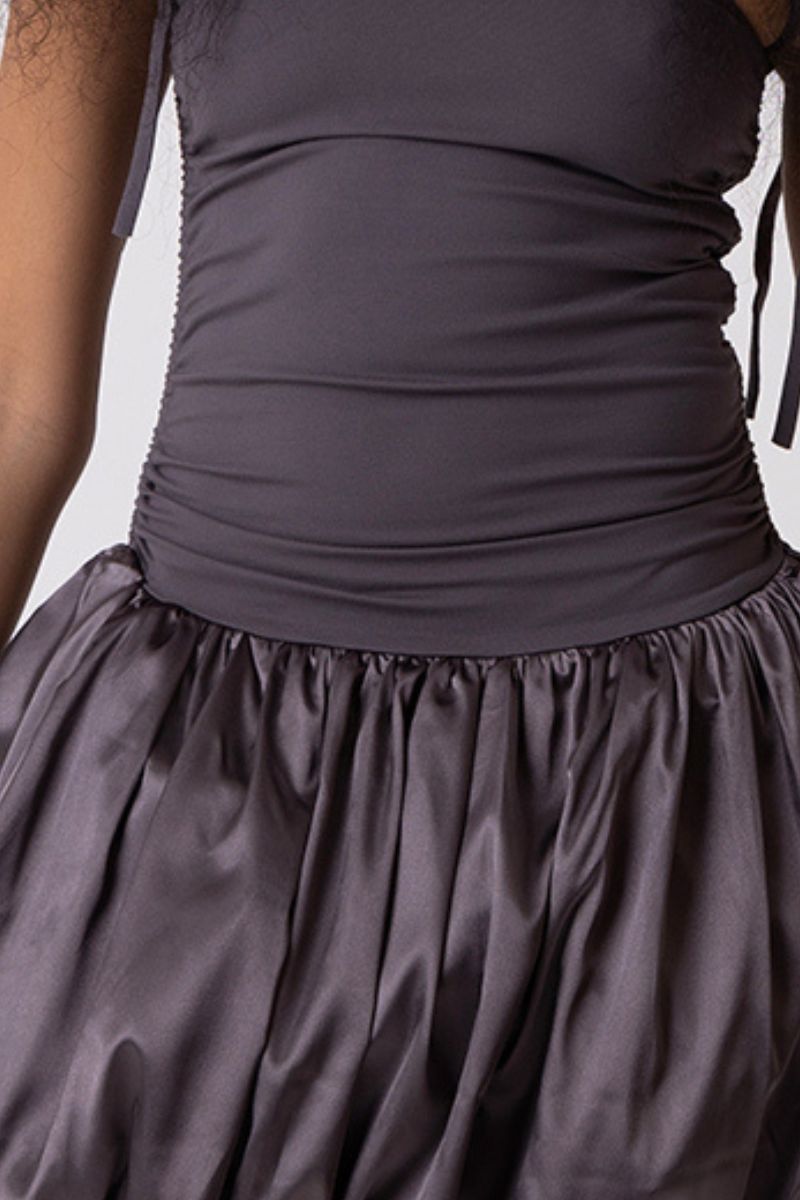ALEXA MINI SATIN DRESS IN GRAY - CULT MIA