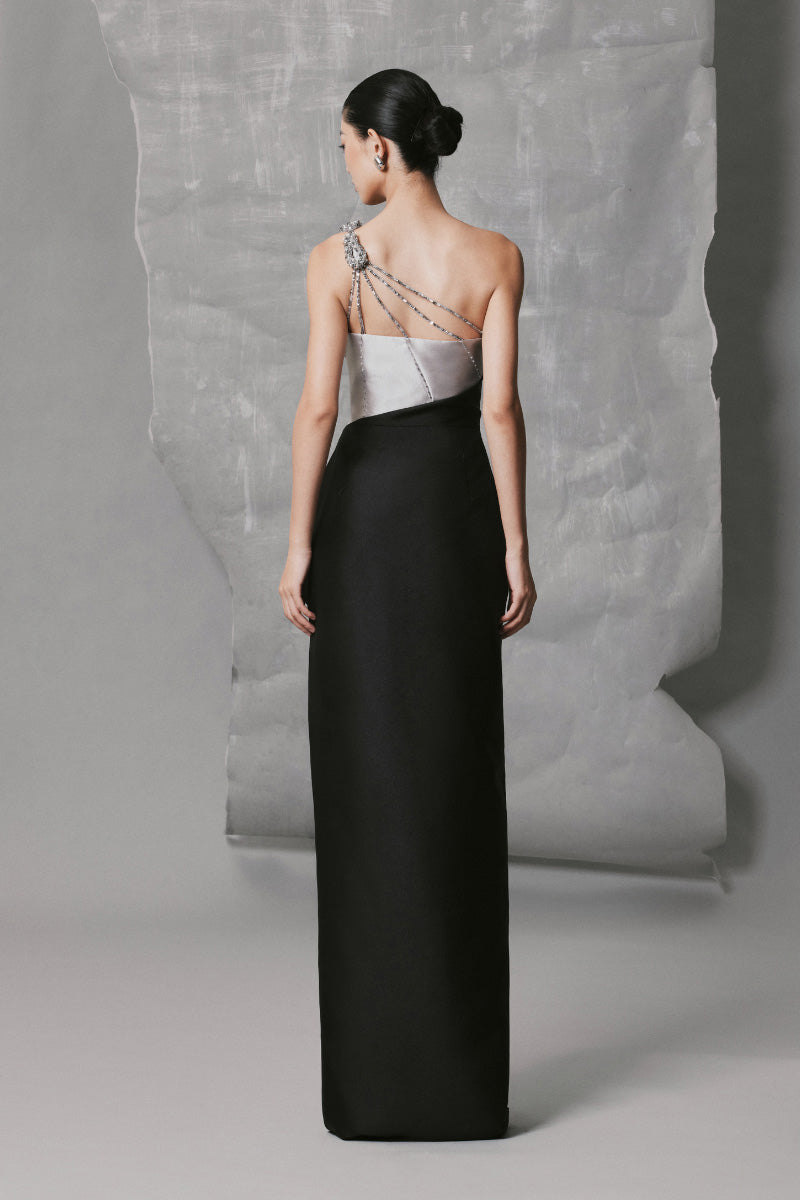 asymmetrical dress with slit Asymmetrical Long Sleeves Side Slit Sleek Sheath Simple Wedding Dress Loveiss