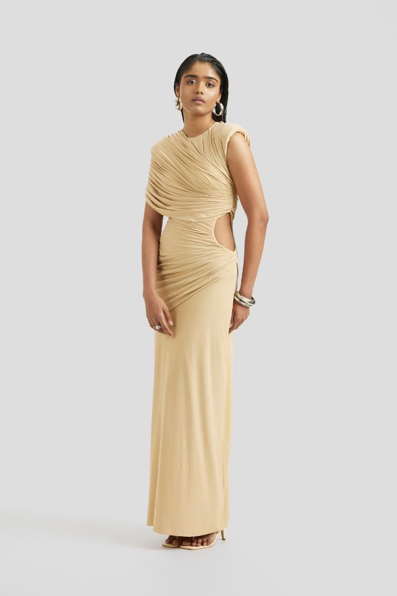 LISETTE MAXI DRESS IN BEIGE - CULT MIA