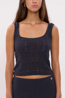 La Granni Marsito top in charcoal color, soft fabric, and stylish design, displayed on a mannequin.