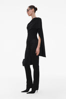 Black fitted wool corset top by ELENAREVA with a silk scarf detail, stylish and form-fitting women's fashion piece.