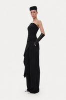 Black wool corset top by ELENAREVA featuring a fitted design and structured waist, perfect for stylish layered looks.