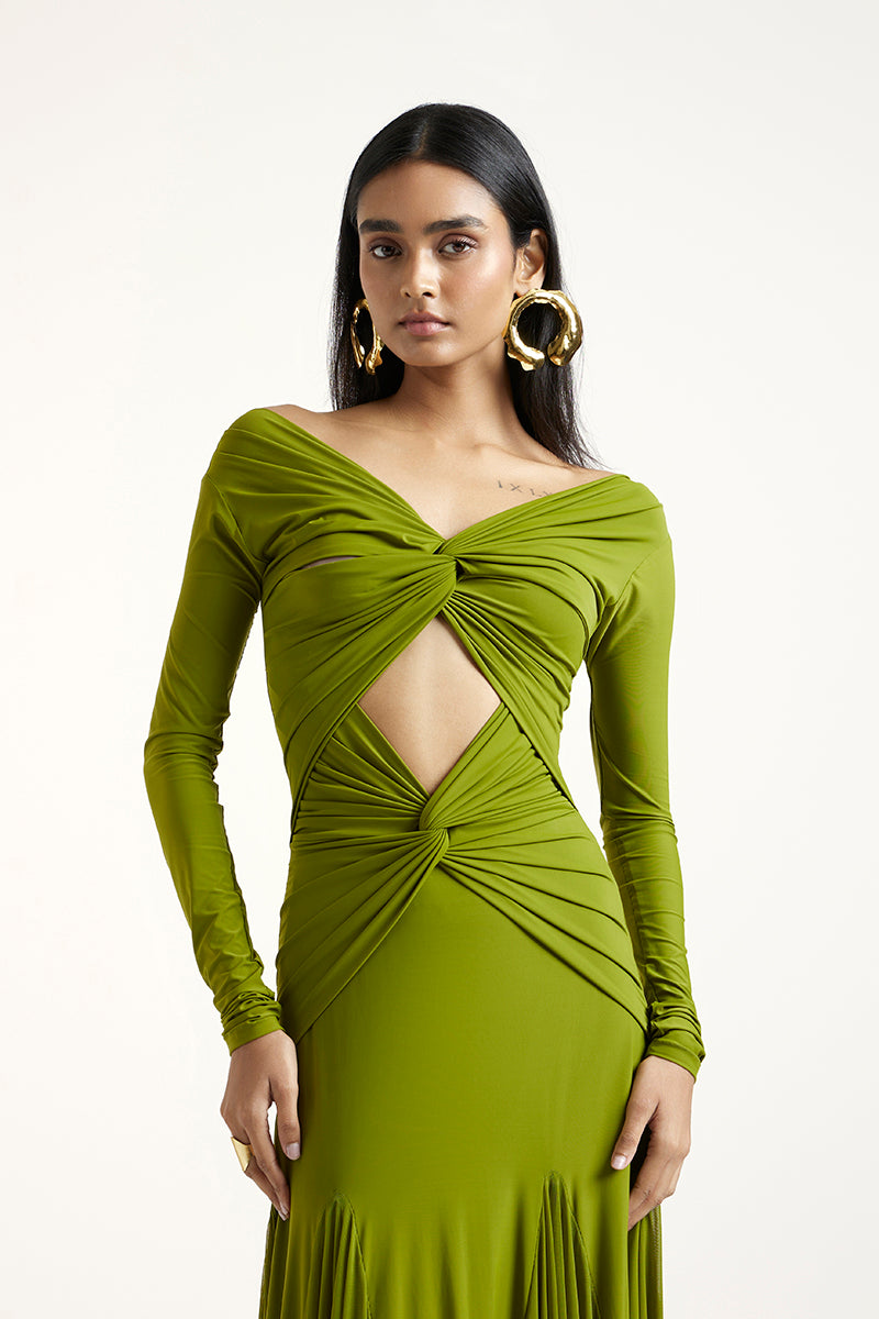 CLEA DRESS IN LIME GREEN | CULT MIA