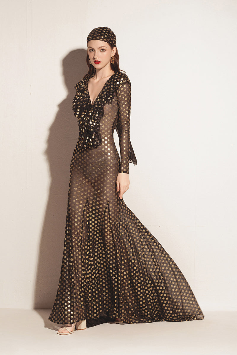 maxi sheer mesh dress Chocolate PrettyLittleThing Sheer Mesh Sequin Plunge Maxi Dress