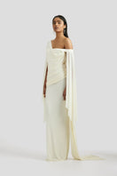 Deme By Gabriella Cynthia maxi dress in butter yellow with flowing fabric and sleeveless design, perfect for summer occasions.