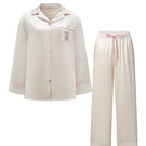 Not Just Pajama Museum of Crush Silk Long Pajama Set in blush pink, featuring luxurious silky fabric and relaxed fit.