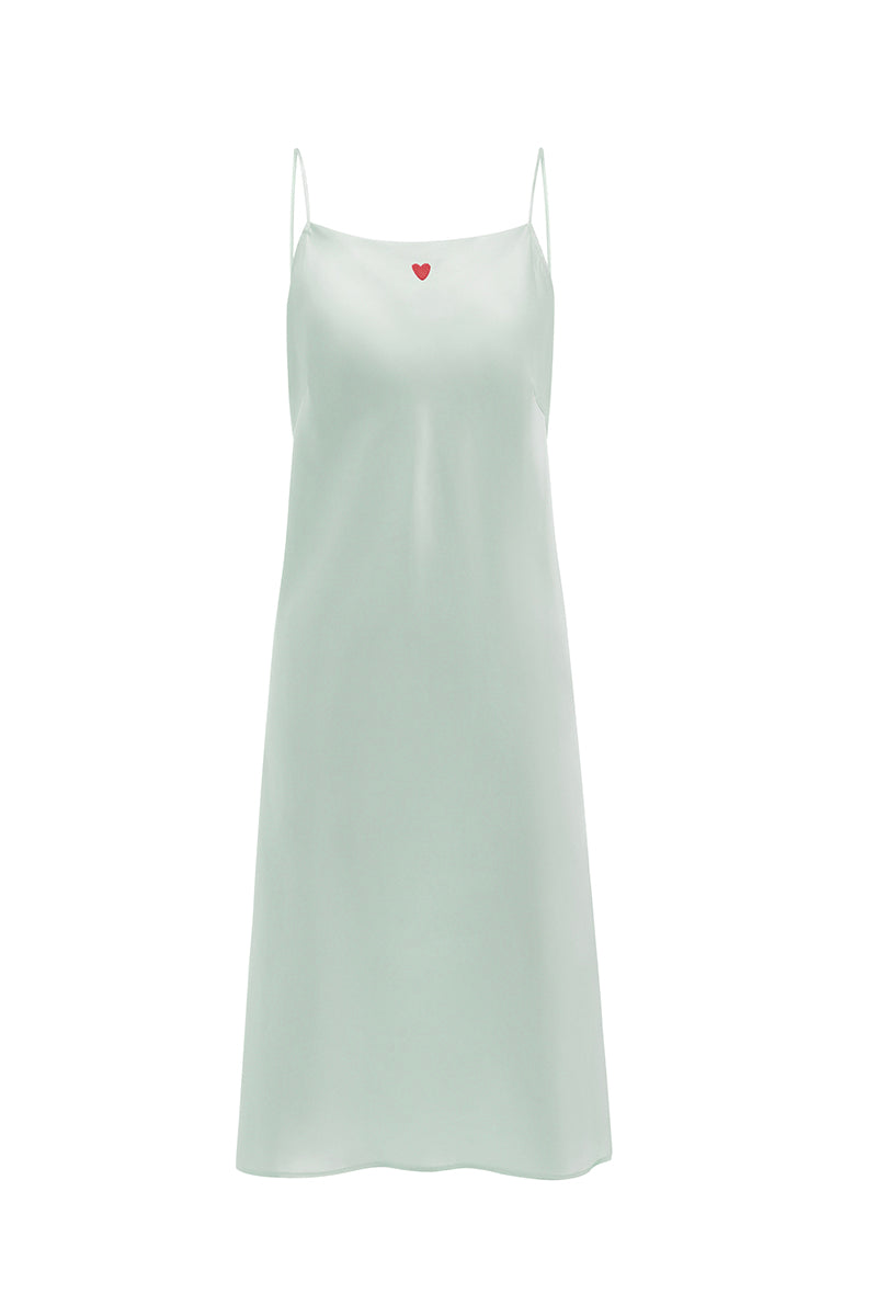Blue Little Heart strap nightgown by Not Just Pajama featuring a soft fabric and delicate heart straps for comfortable sleepwear.