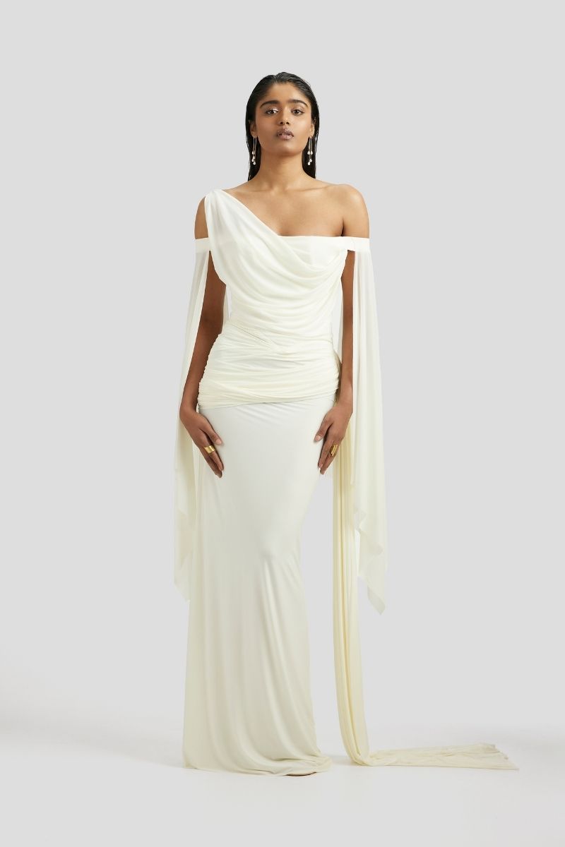 CYNTHIA MAXI DRESS IN OFF WHITE - CULT MIA