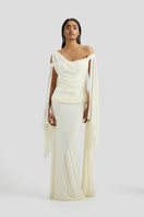 Deme By Gabriella Cynthia Maxi Dress in butter yellow, flowing maxi dress with a sleeveless design and elegant silhouette.