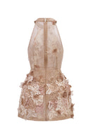 Beige Emilia lace mini dress by 21Six featuring delicate lace details and a fitted silhouette.