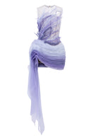 Pink and purple Amelia mini dress by 21Six made of organza and tulle with a flowy silhouette and floral detailing.