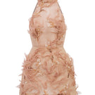 Beige Sophia tulle mini dress by 21Six with a delicate, airy fabric and elegant design, perfect for stylish occasions.