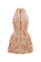 Beige Sophia tulle mini dress by 21Six featuring a delicate layered tulle skirt and elegant design.