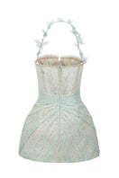 Mint lace mini dress by 21Six featuring intricate lace details and a flattering fit, perfect for stylish occasions.
