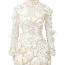 White Liliane lace mini dress by 21Six, featuring delicate lace fabric and a stylish, fitted silhouette.