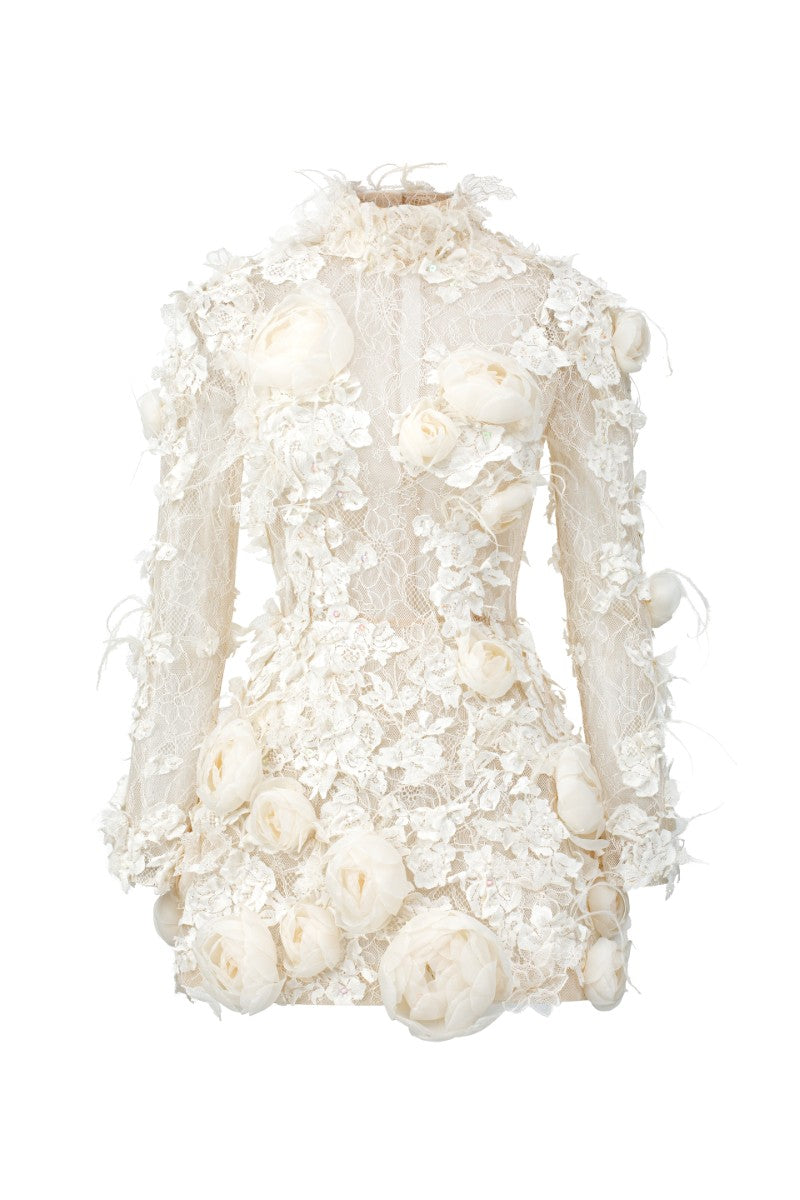 white lace dress with flowers LILIANE LACE DRESS IN WHITE | CULT MIA