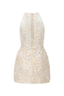 Beige Amira lace mini dress by 21Six featuring delicate lace fabric and a fitted silhouette.