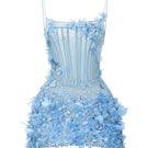 Light blue Arabella tulle mini dress by 21Six, featuring delicate tulle fabric and a stylish, feminine design.
