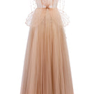 Beige Grace Tulle Dress by 21Six featuring a flowing gown with delicate tulle fabric and elegant design.