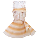 Beige Lyra tulle mini dress by 21Six, showcasing a flowy, layered tulle fabric with a fitted bodice and delicate design.