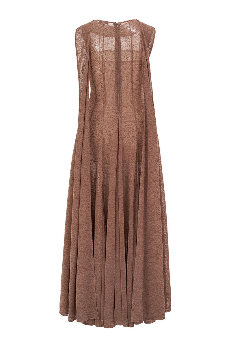INDA TULLE JERSEY DRESS IN BROWN INDA TULLE JERSEY DRESS IN BROWN