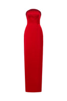 Elegant YASMIN silk taffeta strapless bodycon gown by 21Six, showcasing a fitted silhouette and luxurious fabric.