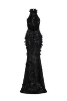 Aylan floral lace halter neck gown by 21Six featuring intricate lace details and a flowing silhouette, perfect for formal occasions.