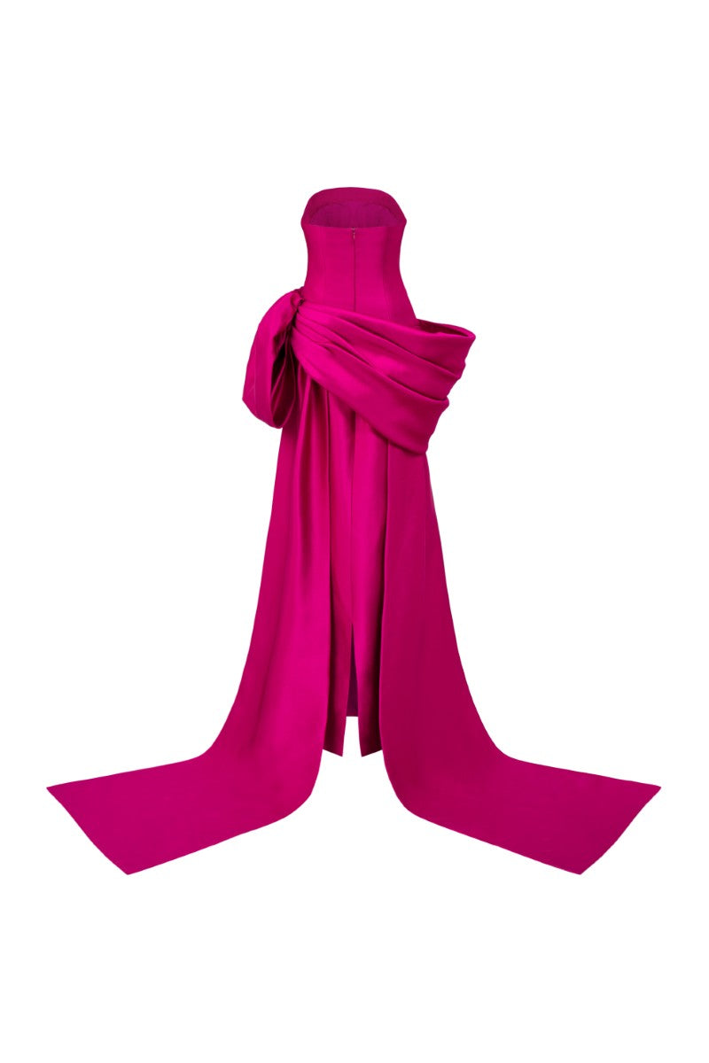 Elegant purple taffeta gown by 21Six featuring intricate detailing, perfect for formal occasions.