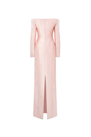 Light pink Talia royal taffeta gown by 21Six, elegant floor-length dress with a flowing silhouette and luxurious fabric.