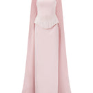 Light pink LUZ Silk Taffeta gown by 21Six, elegant formal dress with flowing fabric and intricate detailing.