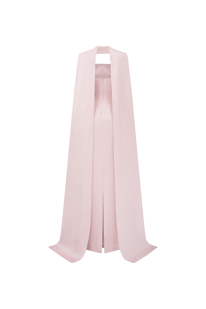 Light pink LUZ Silk Taffeta gown by 21Six, elegant formal dress with a flowing silhouette and luxurious fabric.