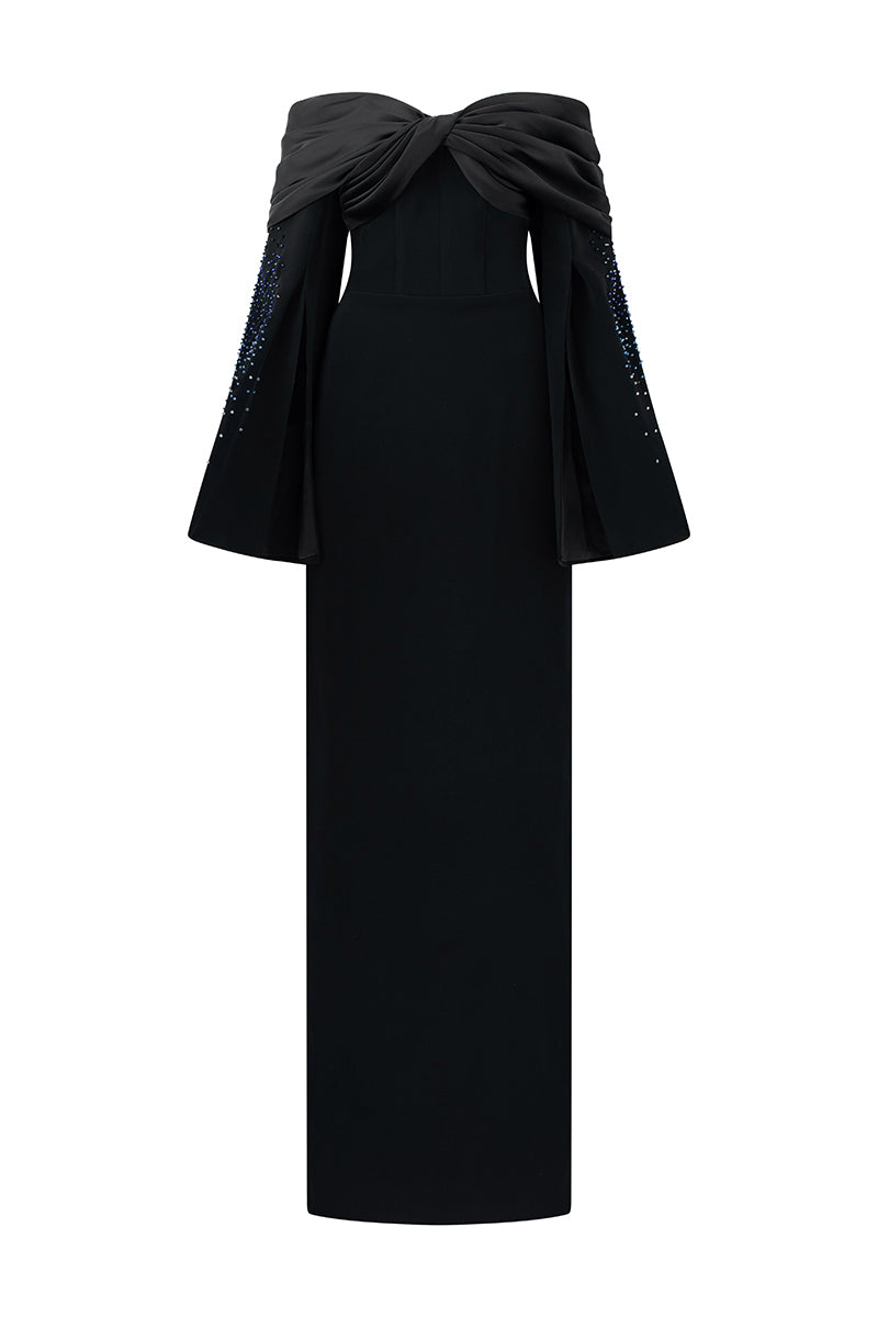 AZURE CREPE DRESS IN BLACK