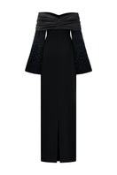 Black Azure crepe gown by 21Six, featuring elegant fabric and a sophisticated design, perfect for formal occasions.