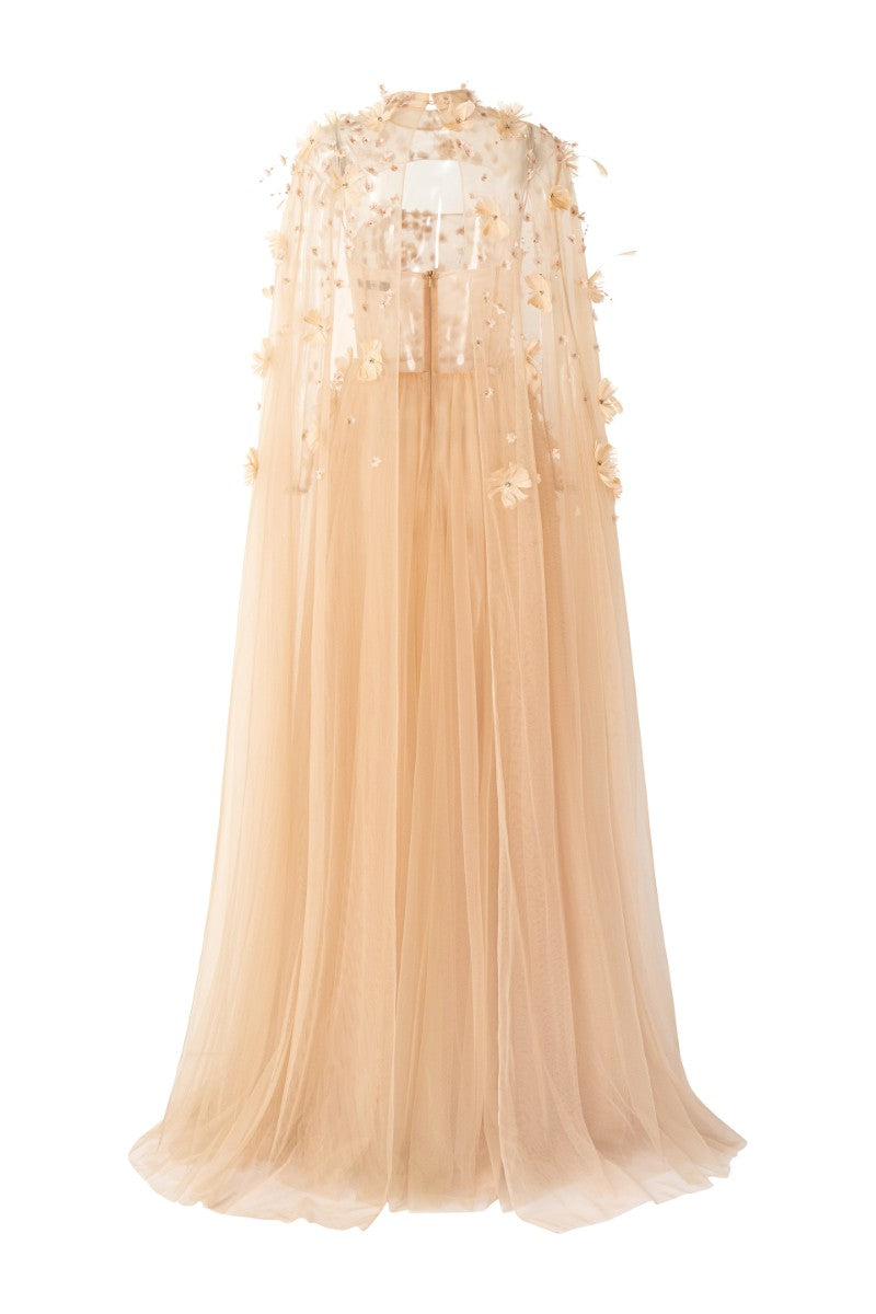 RUMRAM TULLE FLOWER DRESS IN BEIGE - CULT MIA