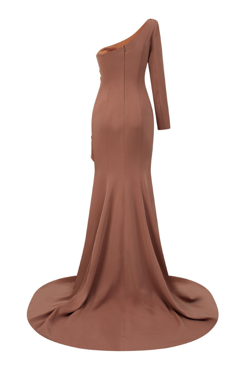 DARYA CREPE DRESS IN LIGHT BROWN | CULT MIA | 21Six DARYA CREPE DRESS IN LIGHT BROWN | CULT MIA | 21Six