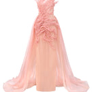 Light pink tulle and organza gown by 21Six featuring delicate layers and elegant design, perfect for special occasions.