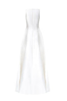 Elegant white Evelina royal taffeta gown by 21Six, showcasing a flowing, luxurious evening dress with intricate detailing.