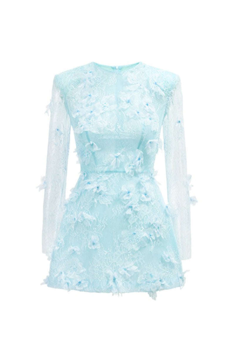 DUBB LACE FLOWER DRESS IN LIGHT BLUE - CULT MIA