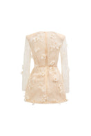 Beige DUBB lace flower mini dress by 21Six featuring intricate lace details and a stylish, feminine design.