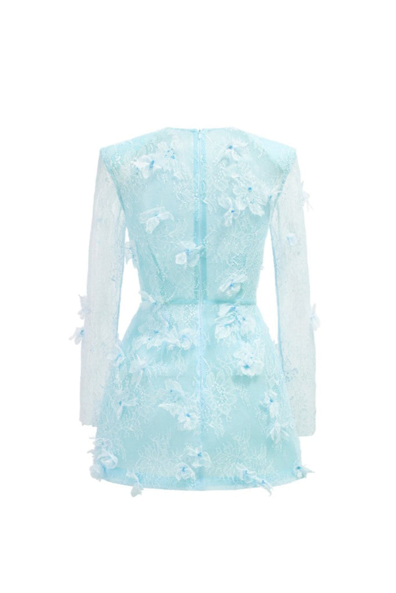DUBB LACE FLOWER DRESS IN LIGHT BLUE - CULT MIA
