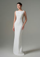 Elegant Fatima crepe cut-out gown by 21Six featuring a fitted silhouette and stylish cut-out details.